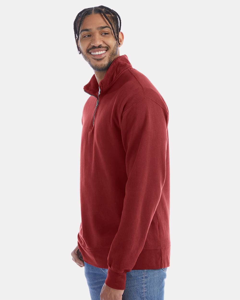 Unisex Garment-Dyed Quarter-Zip Sweatshirt - Cayenne - S