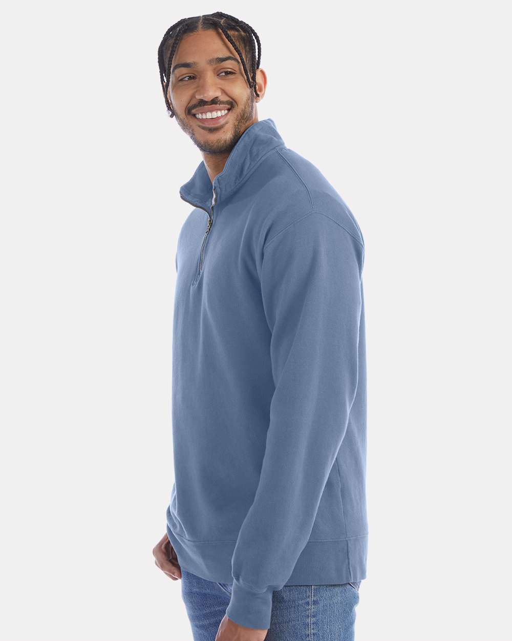 Unisex Garment-Dyed Quarter-Zip Sweatshirt - Saltwater - S