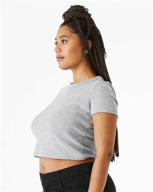 Girls Micro Rib Baby Tee — Cropped Youth T-Shirt - Athletic Heather - Side