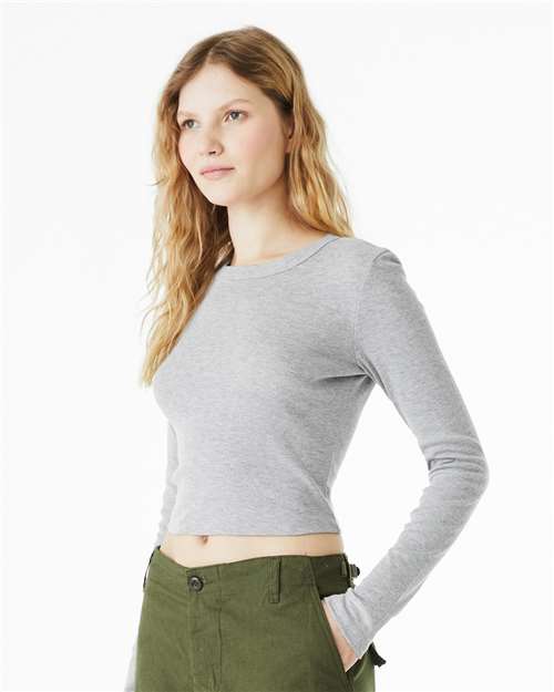 Bella + Canvas 1501 Women's Micro Rib Long Sleeve Tee - Athletic Heather - Side