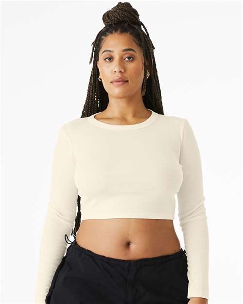 Bella + Canvas 1501 Women's Micro Rib Long Sleeve Tee - Solid Natural Blend - Front