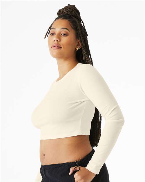 Bella + Canvas 1501 Women's Micro Rib Long Sleeve Tee - Solid Natural Blend - Side