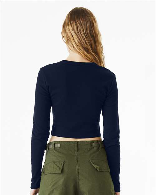 Bella + Canvas 1501 Women's Micro Rib Long Sleeve Tee - Solid Navy Blend - Back