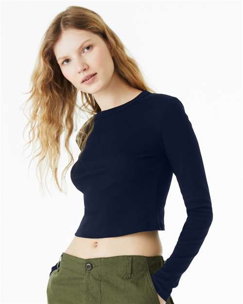 Bella + Canvas 1501 Women's Micro Rib Long Sleeve Tee - Solid Navy Blend - Side