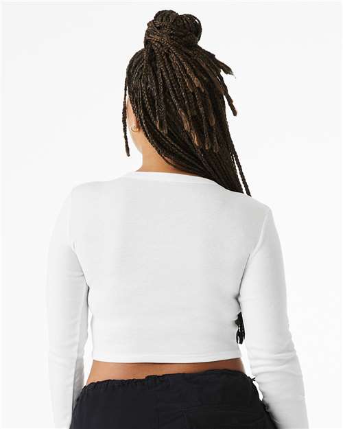 Bella + Canvas 1501 Women's Micro Rib Long Sleeve Tee - Solid White Blend - Back