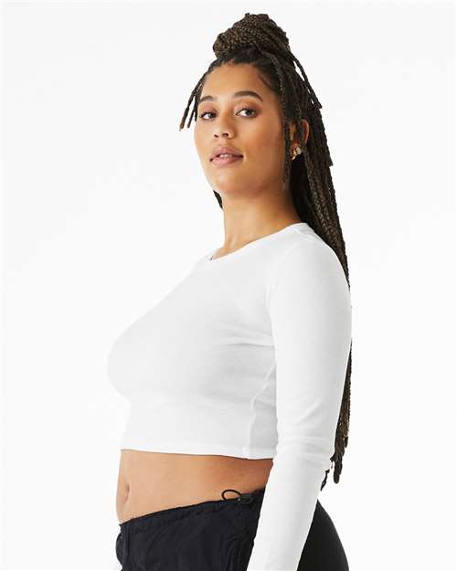 Bella + Canvas 1501 Women's Micro Rib Long Sleeve Tee - Solid White Blend - Side