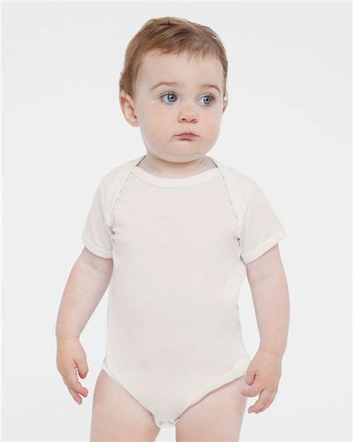 Soft Cotton Baby Onesie — Short Sleeve Infant Bodysuit - Porcelain - Front
