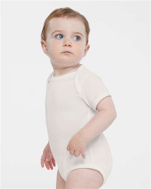 Soft Cotton Baby Onesie — Short Sleeve Infant Bodysuit - Porcelain - Side