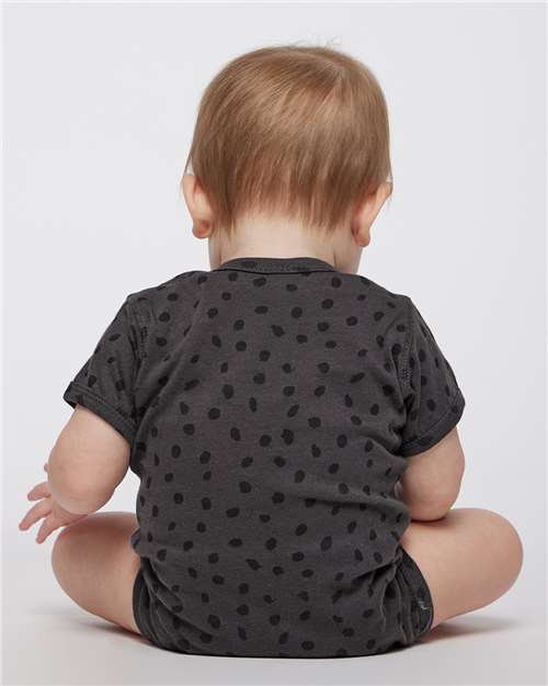 Soft Cotton Baby Onesie — Short Sleeve Infant Bodysuit - Slate Spot - Back