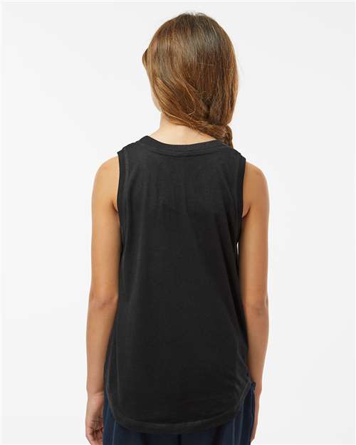 Girls' Relaxed Fine Jersey Tank — Youth Tank Top - Black - Back