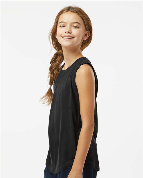 Girls' Relaxed Fine Jersey Tank — Youth Tank Top - Black - Side