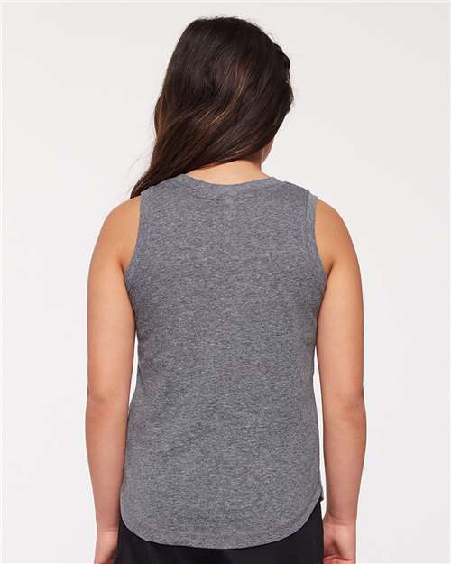 Girls' Relaxed Fine Jersey Tank — Youth Tank Top - Granite Heather - Back