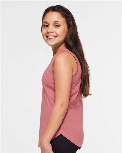 Girls' Relaxed Fine Jersey Tank — Youth Tank Top - Mauvelous - Side