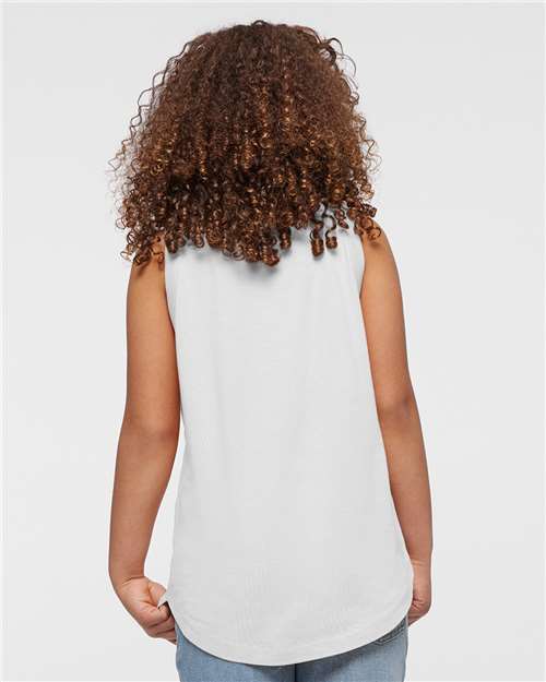 Girls' Relaxed Fine Jersey Tank — Youth Tank Top - White - Back