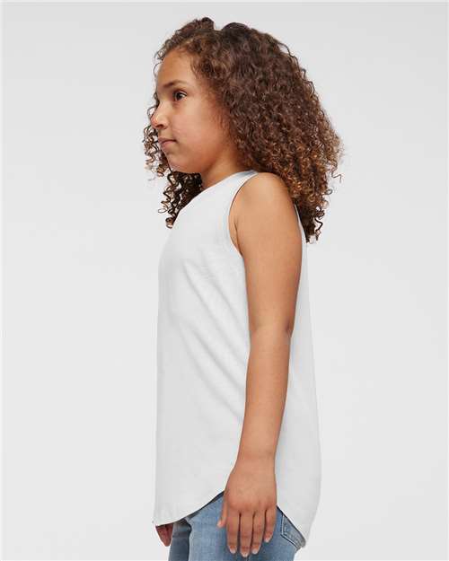 Girls' Relaxed Fine Jersey Tank — Youth Tank Top - White - Side
