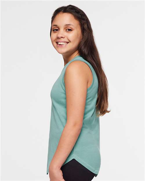 Girls' Relaxed Fine Jersey Tank — Youth Tank Top - Saltwater - Side