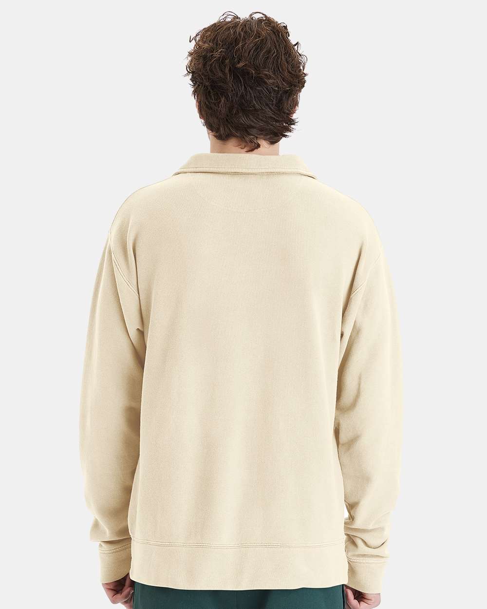Garment-Dyed Polo Collar Sweatshirt - Parchment - L