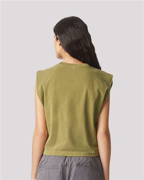 American Apparel 307GD Women's Baby Tee - Faded Army - Back