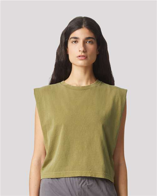 American Apparel 307GD Women's Baby Tee - Faded Army - Front