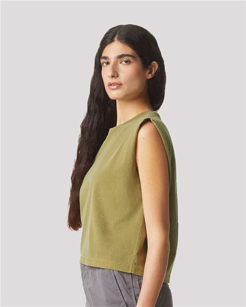 American Apparel 307GD Women's Baby Tee - Faded Army - Side