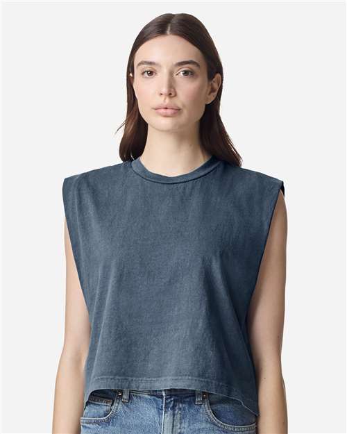 American Apparel 307GD Women's Baby Tee - Faded Navy - Front