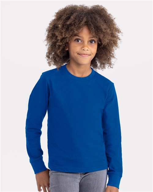 Youth Cotton Long Sleeve T-Shirt — Kids [XS-XL] - Royal - Front