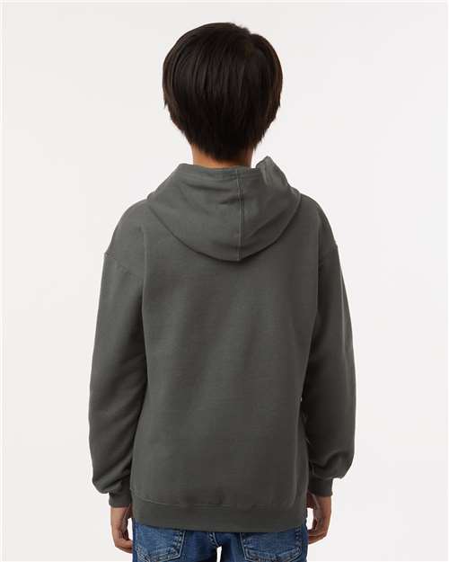 Youth Hooded Sweatshirt — Soft Kids Pullover Hoodie - Charcoal - Back