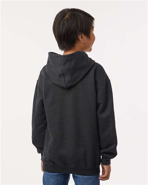 Youth Hooded Sweatshirt — Soft Kids Pullover Hoodie - Heather Graphite - Back