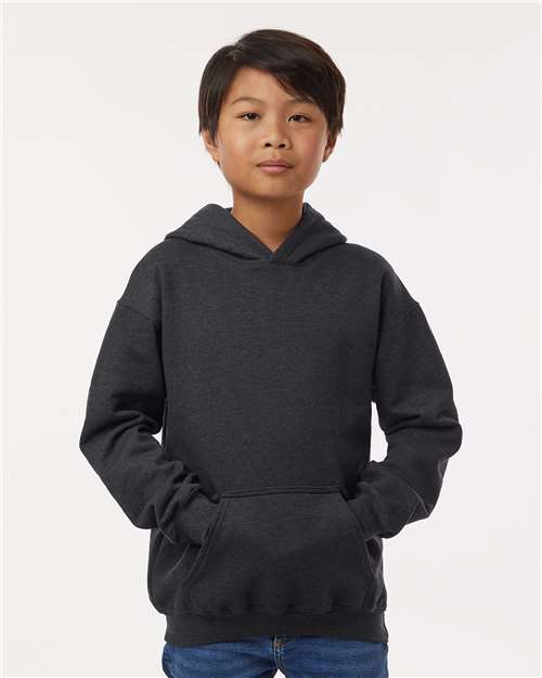 Youth Hooded Sweatshirt — Soft Kids Pullover Hoodie - Heather Graphite - Front