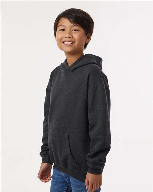 Youth Hooded Sweatshirt — Soft Kids Pullover Hoodie - Heather Graphite - Side