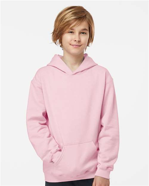 Youth Hooded Sweatshirt — Soft Kids Pullover Hoodie - Light Pink - Front