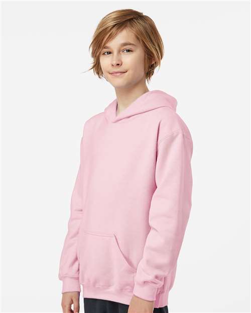 Youth Hooded Sweatshirt — Soft Kids Pullover Hoodie - Light Pink - Side