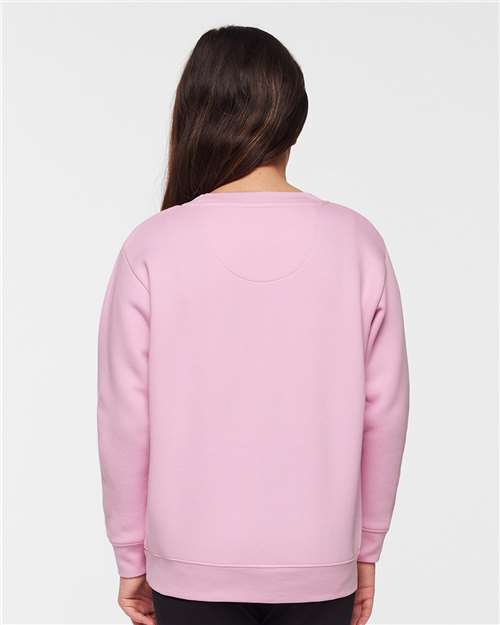 Youth Elevated Fleece Crewneck — Kids Sweatshirt [XS-XL] - Pink - Back