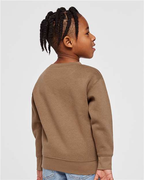 Toddler Crewneck Sweatshirt — Soft Fleece Kids Pullover - Coyote Brown - Back