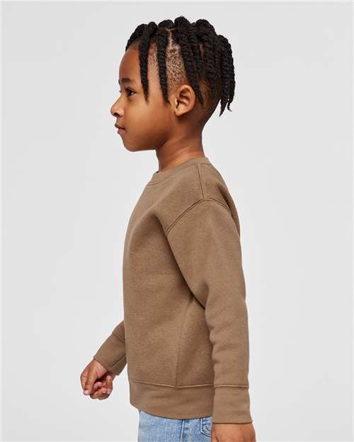 Toddler Crewneck Sweatshirt — Soft Fleece Kids Pullover - Coyote Brown - Side