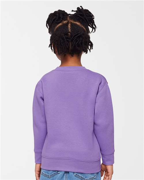 Toddler Crewneck Sweatshirt — Soft Fleece Kids Pullover - Lavender - Back