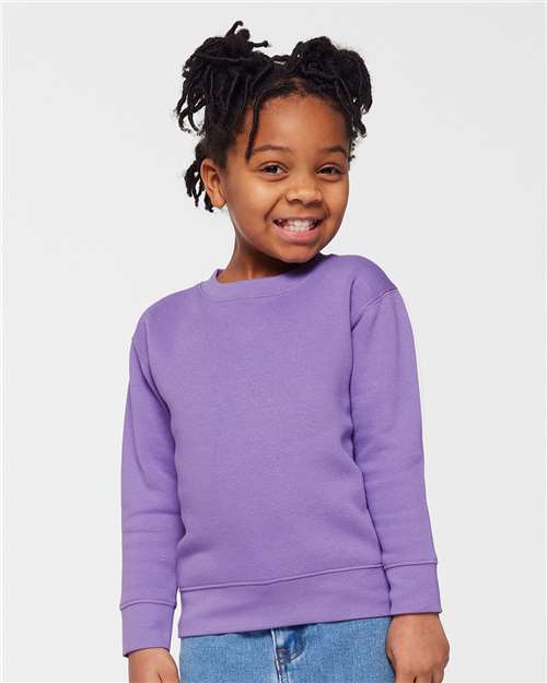 Toddler Crewneck Sweatshirt — Soft Fleece Kids Pullover - Lavender - Front