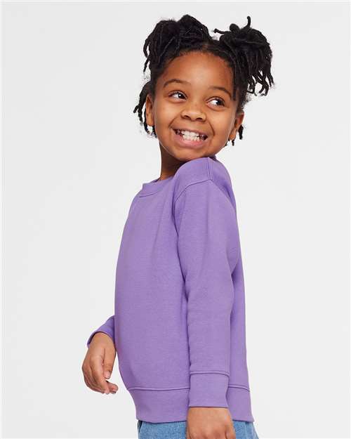 Toddler Crewneck Sweatshirt — Soft Fleece Kids Pullover - Lavender - Side