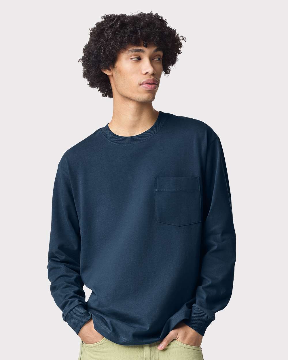 Heavyweight Long Sleeve Pocket Tee – Sea Blue - 2XL