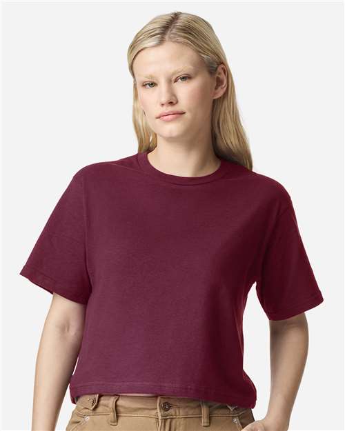 American Apparel 102 Women's Fine Jersey T-Shirt - Burgundy - Front