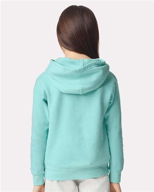 Youth Garment-Dyed Hoodie — Soft Kids Pullover - Chalky Mint - Back