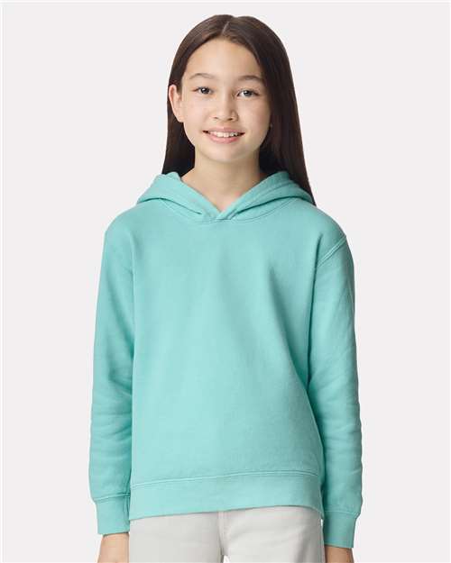 Youth Garment-Dyed Hoodie — Soft Kids Pullover - Chalky Mint - Front