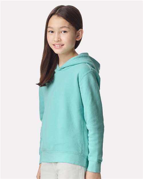 Youth Garment-Dyed Hoodie — Soft Kids Pullover - Chalky Mint - Side