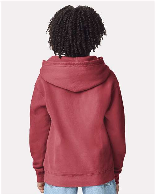 Youth Garment-Dyed Hoodie — Soft Kids Pullover - Crimson - Back