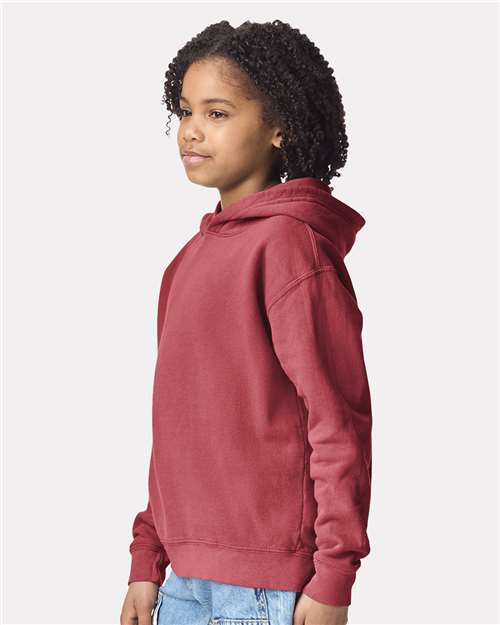 Youth Garment-Dyed Hoodie — Soft Kids Pullover - Crimson - Side