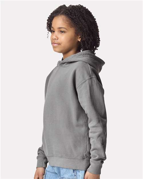 Youth Garment-Dyed Hoodie — Soft Kids Pullover - Grey - Side