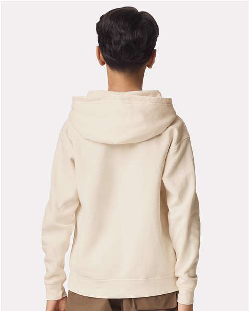 Youth Garment-Dyed Hoodie — Soft Kids Pullover - Ivory - Back