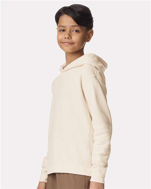Youth Garment-Dyed Hoodie — Soft Kids Pullover - Ivory - Side