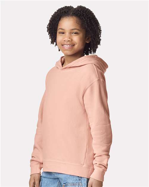 Youth Garment-Dyed Hoodie — Soft Kids Pullover - Peachy - Side