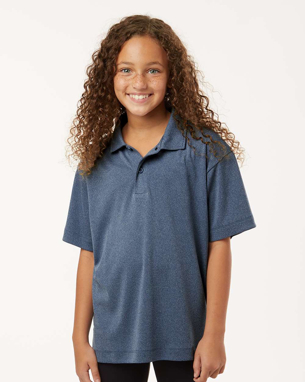 Youth Pro-Lock Performance Polo - Heather Navy - ComfyThreads
